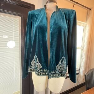 Coldwater Creek Deep Blue Velvet Jacket